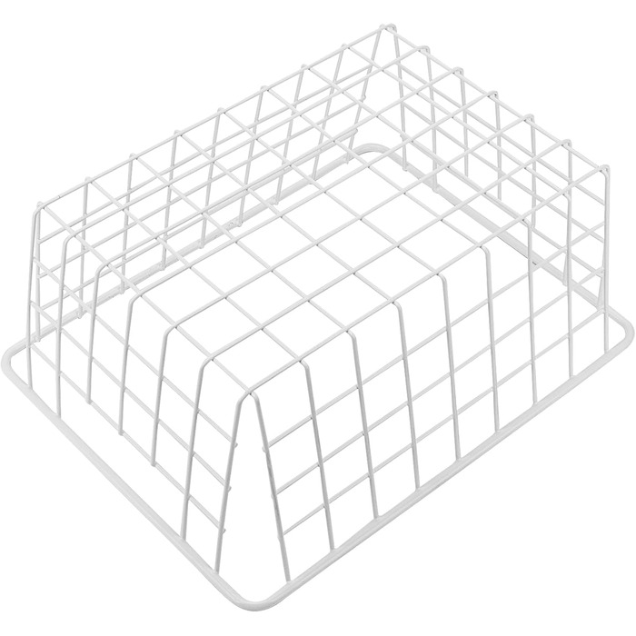 Набір із 4 білих металевих дротяних кошиків, 28 x 22 x 12 см, штабельовані дротяні кошики для зберігання, кошики для морозильної камери, сітчасті кошики для ванної кімнати, офісу, кухні, шафи, полиці