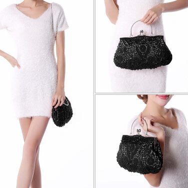 Жіноча клатч-сумочка з перлами ручної роботи, вечірня сумочка для вечірок та весіль (Чорна)