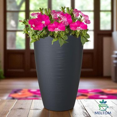 Квітковий горщик MELTOM зі знімною вставкою, круглий, горизонтальні смуги (антрацитовий, XXL-58 см) XXL-58 см антрацитовий