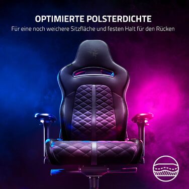 Геймерське крісло для комфортного сидіння протягом усього дня (інтегрована поперекова підтримка, реактивний нахил сидіння, ширше сидіння, оптимізована щільність подушки) Чорний Стандартний Enki Black