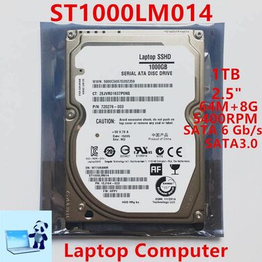 На 1 ТБ 2,5-дюймовий SATA 6 Гбіт/с 64 МБ 8 ГБ 5400 об/хв для внутрішнього жорсткого диска для ноутбука HDD для ST1000LM014