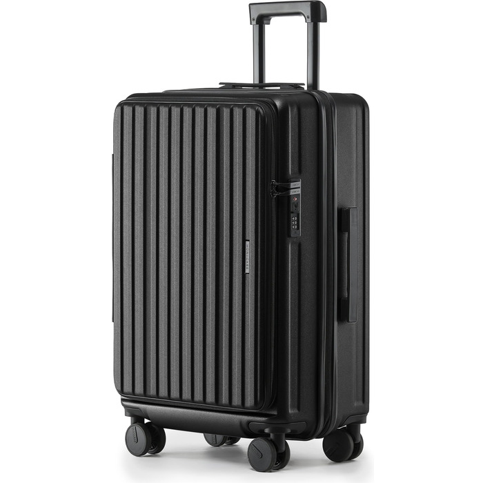 Валіза розширювана, жорсткий корпус, верхнє відкриття, компресійні ремені та додатковий простір Міцна, стійка до подряпин, легка (Чорна, L-65см) L-65см Чорна