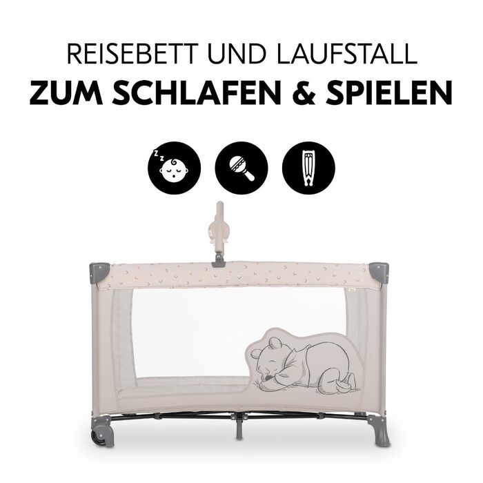 Набір для дитячого ліжечка Hauck Dreamn Play Go в комплекті з матрацом для дитячого ліжечка Alvi та сіткою від комах - Disney - Po