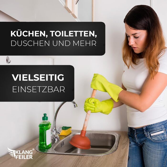 Вантуз для прочищення зливу - присоска 140 мм - надзвичайно сильне всмоктування та виготовлено в Німеччині