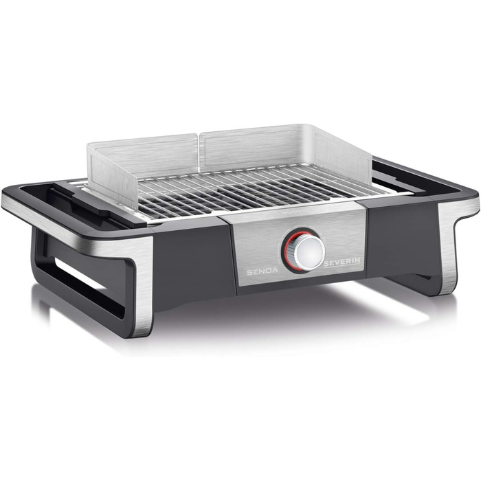 Електричний гриль для внутрішнього та зовнішнього використання, настільний гриль зі швидким запуском гриля до 500 C, балконний гриль з поверхнею SafeTouch, нержавіюча сталь/чорний, настільний гриль PG 8113 з поворотним керуванням Одинарний