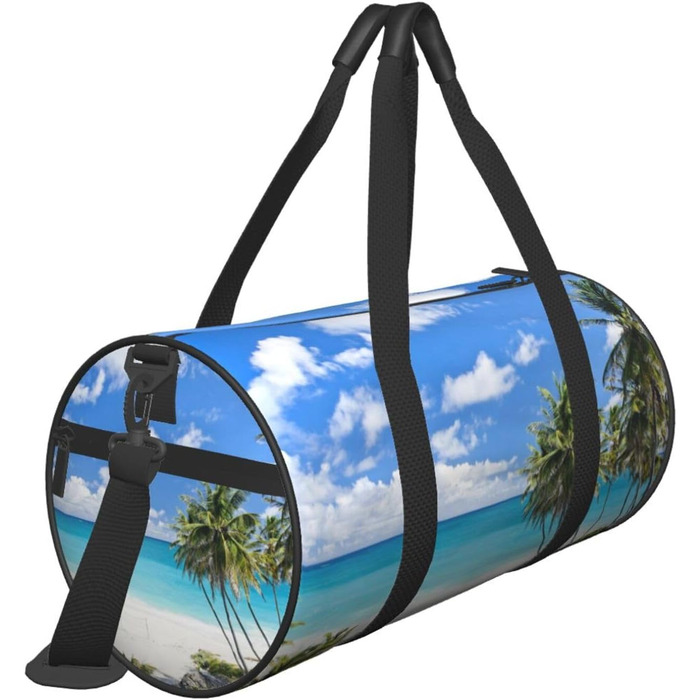 Спортивна сумка / Дорожня сумка, біла, з пляжним принтом, сумка на нічліг, чорна, універсальний розмір, сумка для подорожей