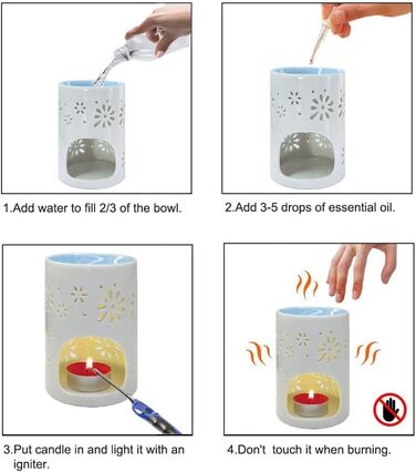 Ароматична лампа HwaGui Ароматична лампа 2 шт. керамічна Ароматична лампа Чайний світильник Тримач Ароматична олійна свічка Ароматичний пальник Масляний пальник, квітковий візерунок синій рожевий