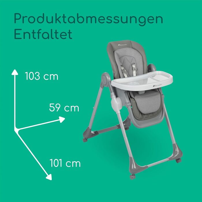 Дитячий стільчик для годування, 0-3 роки, 0-15 кг, регульований стільчик, 9 положень висоти та 3 положення нахилу, легко миється,