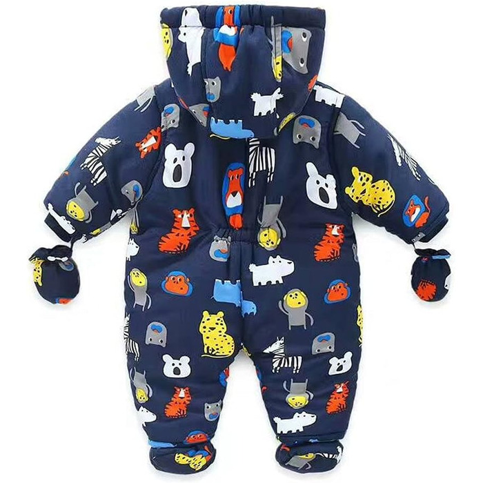 Дитячий зимовий комбінезон з капюшоном, зимовий костюм з рукавичками та пінетками, комплект теплого одягу для дівчаток та хлопчиків, 24-36 місяців () F