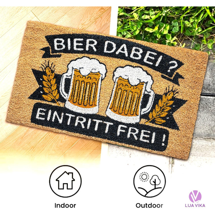 Кокосовий килимок для дверей - Забавний дизайн з пивом - 40x70 см - Килимок для дверей для приміщень та вулиці - Килимок для передніх дверей - Килимок для вулиці - Килимки для дверей - Кокосовий килимок для дверей