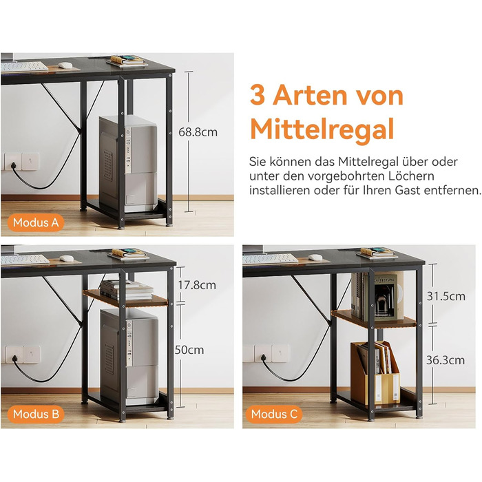 Письмовий стіл Coleshome, 130 x 48 x 75,7 см, метал / дерево / тканина, чорний