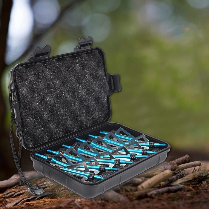 Наконечники стріл 100 гран (вкручувані) — для зовнішнього використання, сині, 12 шт. + пластиковий кейс