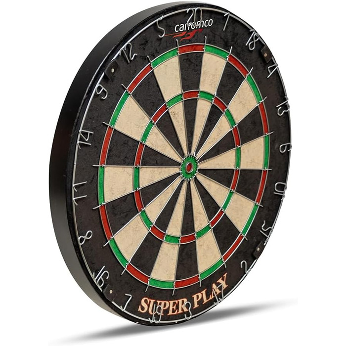 Мішень для дартсу Carromco Superplay, сталевий дартс, сизалевий дартс з 3 сталевими та 3 м&39якими дартс, міцне металеве кільце з номером, стріли для дартсу, набір дартс, гра в дартс, турнірний розмір