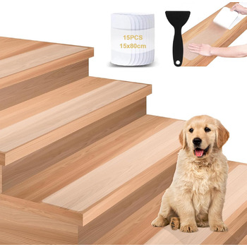 Килимки для сходів, протиковзкий килимок, 15 шт. , прозорі, самоклеючі, протиковзкі сходові планки з ковпачком, 15x80 см, нековзна клейка стрічка для дерев&39яних сходів та підлоги для внутрішнього використання