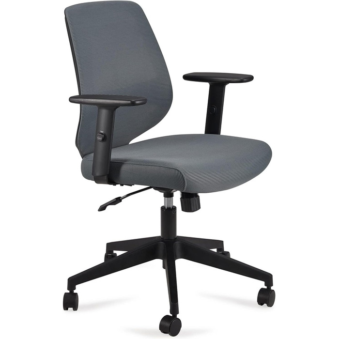 Ергономічне офісне крісло Storeo Basics, стілець для роботи з регульованими підлокітниками, поперекова підтримка, крісло керівника з сітчастої тканини, захисне для спини, легке складання, 63,5 x 58,4 x 91,4 см, сірий, без підголівника, сірий