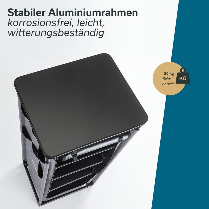 Кухня для кемпінгу Skandika Ruoka Висока шафа/кухонна шафа з мийкою та захистом від вітру та бризок, відділення для зберігання з полицями, сумка для перенесення, вулична кухня, кемпінгова шафа Вулична кемпінгова кухня, дорожня кухня 59 x 48 x 140 см