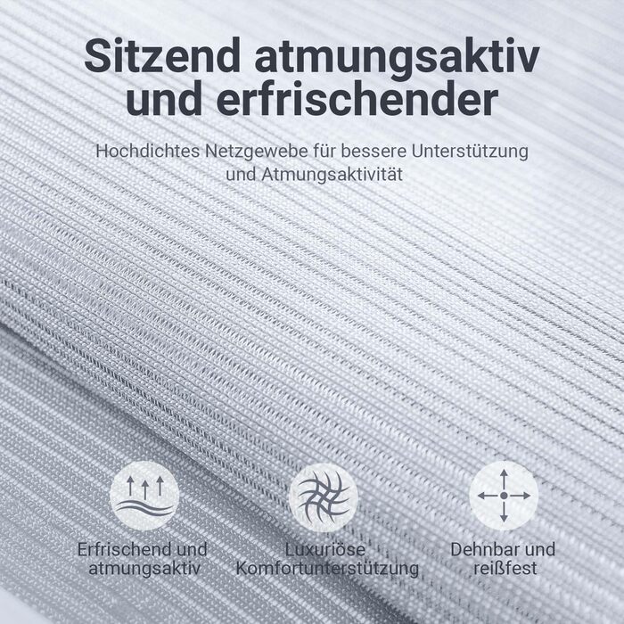 Ергономічне офісне крісло з регульованим підголівником, сітчасте робоче крісло, складні підлокітники, широке сидіння, функція гойдання, відповідає стандарту EN 1335, вантажопідйомність 200 кг, сірий колір