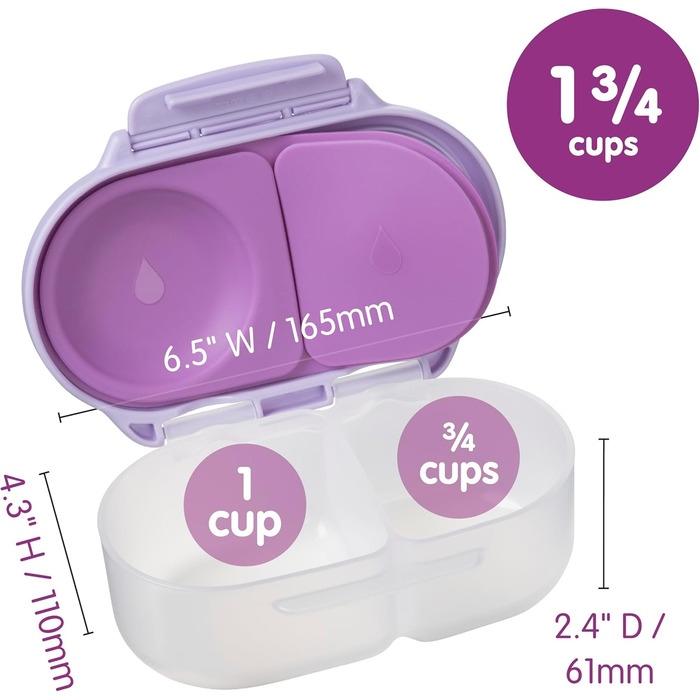 Міні-ланчбокс з 2 герметичними відділеннями Ідеально підходить для малюків, дитячих обідів та перекусів Поміщає ціле яблуко Без BPA