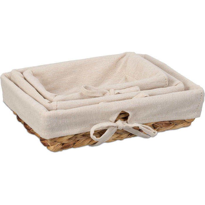 Хлібний кошик Relaxdays, набір з 3 шт. , різних розмірів, тканий, з тканинною вставкою різних розмірів, плетені, з тканинною встав