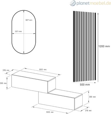 Вішалка для передпокою Planetmbel 2 шт. 100 см золотий дуб / золотий дуб антрацит, настінна панель 50 см золотий дуб / антрацит з