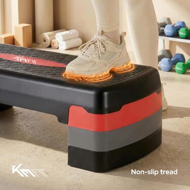 Фітнес-степер KM-Fit Аеробний степер для домашнього використання Степ-лава з 3 регулюваннями висоти Вантажопідйомність до 200 кг Гімнастичний домашній степер з протиковзким килимком Аеробний степер