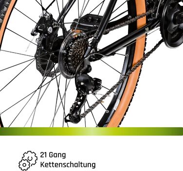 Гірський велосипед Galano Toxic Hardtail 29 дюймів для дорослих, MTB, 21 швидкість, амортизаційна вилка, дискові гальма, чорний/бежевий, 40 см