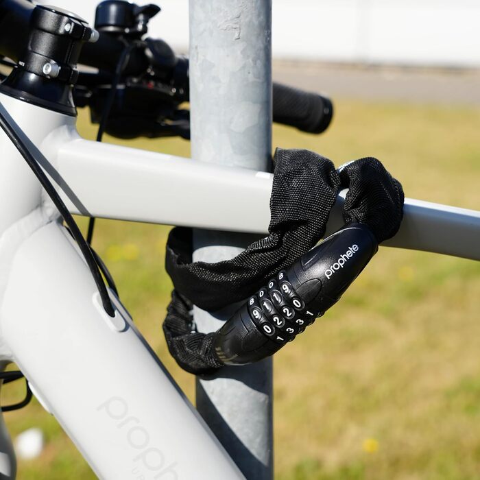 Замок велосипедний Prophete з кодовим замком, 90 см, Ø 6 мм, 4-значний код, текстильне покриття для захисту від подряпин надійний чорний замок універсального розміру