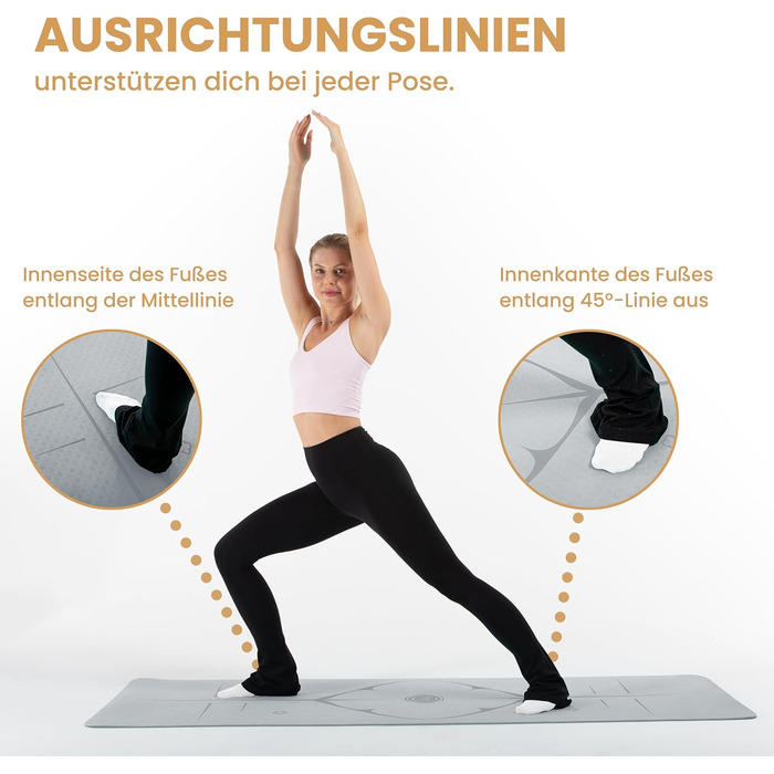 Килимок для йоги Нековзний спортивний килимок, розроблений у Німеччині 2 комфортні товщини Стабільний розмір килимка для йоги та гімнастики Ідеальний фітнес-килимок для йоги та пілатесу вдома або в студії, товщина 8 мм, сірий