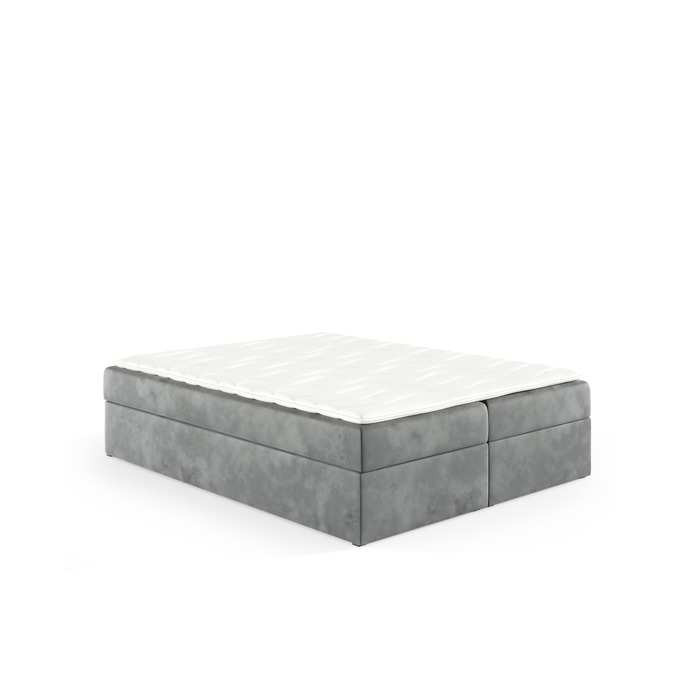 Ліжко-бокс Liam без узголів&39я 120 x 200 см 2 шт. Топпер для ліжка 5 см Безкоштовний бежевий велюр без ніжок Спальна поверхня 3 см 123/143/163/183/203 см (Riviera 91 - сірий, 120x200) 120x200 Riviera 91 - сірий