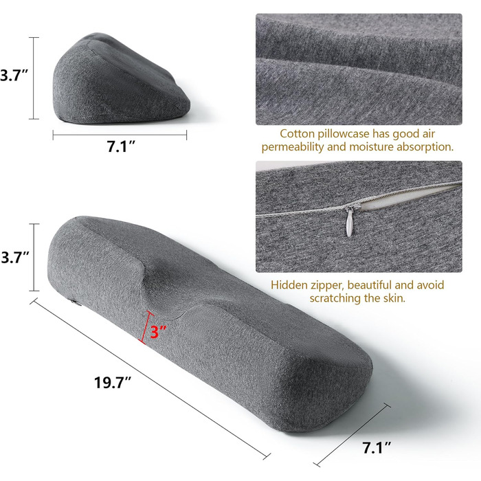 Подушки для шийного відділу хребта для знеболення під час сну, подушка для шиї з піни з ефектом пам&39яті високої щільності для знеболення в м&39язах, подушка для підтримки шиї, рулонна подушка для ліжка (сіра)