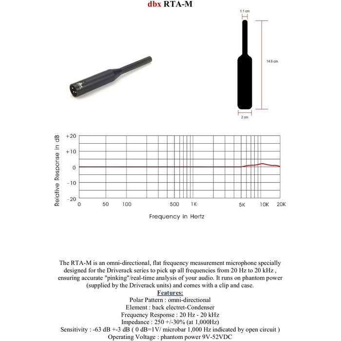 Мікрофон Dbx для Driverack RTA-M