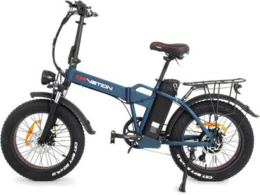 Електричний велосипед AT20 E-Bike Складаний електровелосипед Двигун 250 Вт Знімний акумулятор 48 В 15 Аг (запас ходу 90 км) Амортизаційна вилка 7 швидкостей 20-дюймовий фетбайк синього кольору 20 Аг