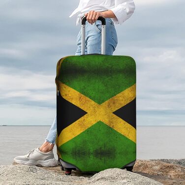 Чохол для валізи з вінтажним прапором Ямайки, міцний захист для багажу, підходить для валіз розміром 45,7 - 81,3 см, розмір XL, Чорний, X-Large
