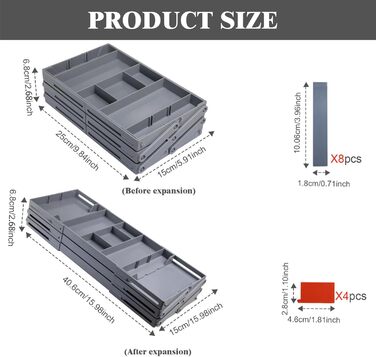 Органайзер для шухляд, однорядний, розширюваний, складаний, органайзер для ювелірних виробів, лоток, для зберігання сережок, вітрина для косметики, пластик (3 шари)