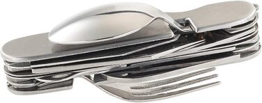 Міні-кишеньковий ніж Semptec Urban Survival Technology набір із 2 предметів, 14 складних столових приборів та кишенькового ножа з нержавіючої сталі (багатофункціональний, з виделками, роздільний, кишеньковий)