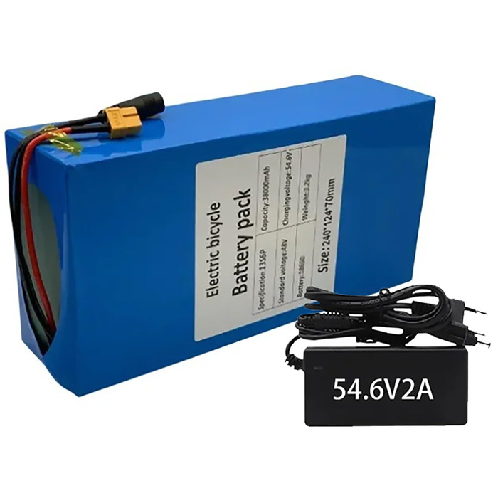Акумулятор для електровелосипеда 48V 48Ah електричний велосипедний акумулятор 48V 48000MAh вбудований BMS водонепроникний ПВХ акумулятор для велосипедного двигуна потужністю 1000W 800W 750W 500W 200W із зарядним пристроєм 54.6V 2A 48V 38Ah XT60DC