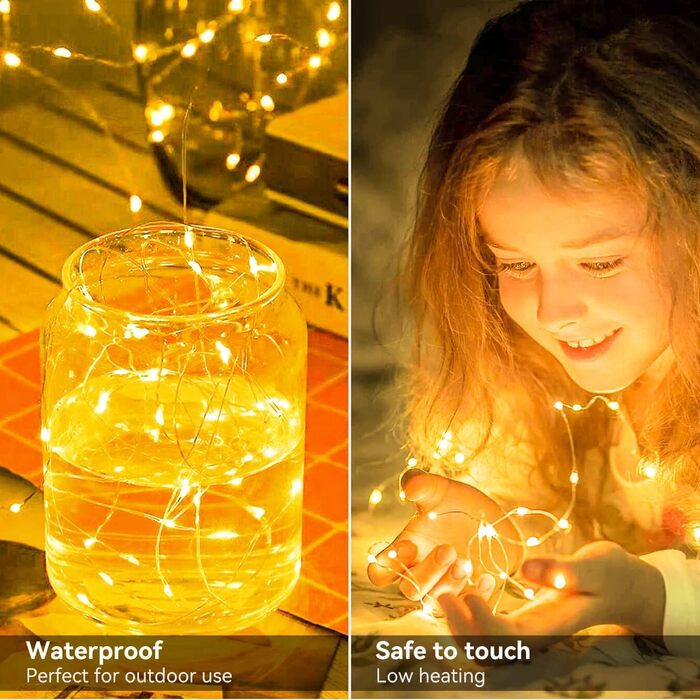 Світлодіодні гірлянди з акумулятором маленькі, 2M 20LED срібний дріт міні-гірлянди з акумулятором, мікро-гірлянди дріт водонепрони