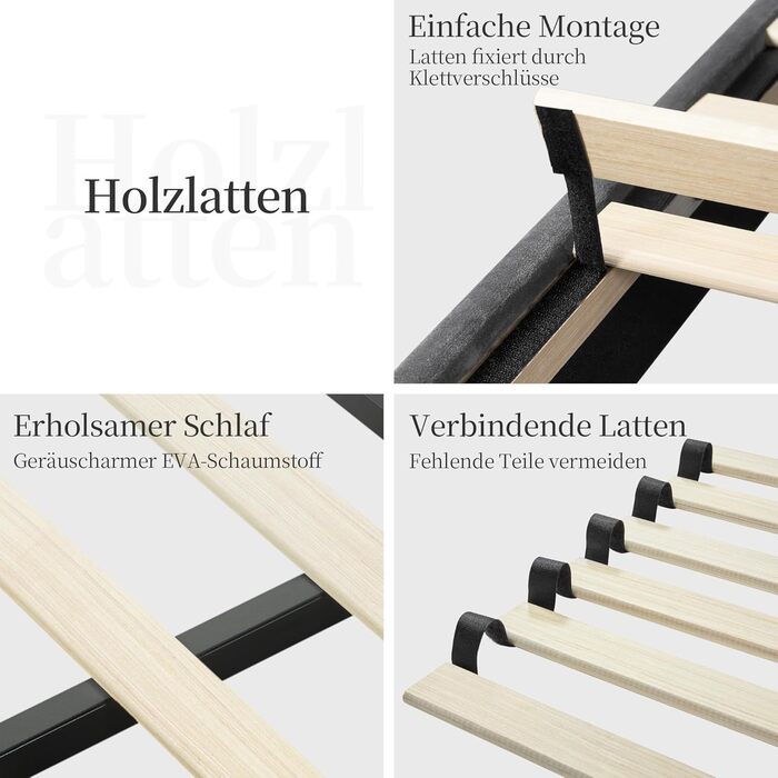 М&39яке ліжко Yaheetech Двоспальне ліжко 140 200 см Тканинне ліжко Дитяче ліжко М&39яке ліжко з регульованим узголів&39ям Каркас ліжка з рейковою основою, темно-сірий Темно-сірий 140 x 200 см