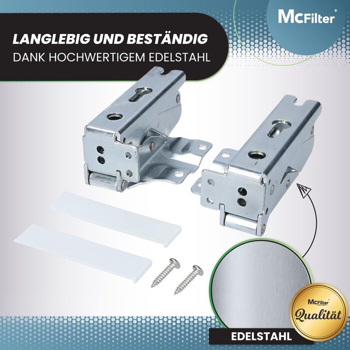Петлі холодильника McFilter I 2 шт., сумісні з Bosch, Siemens, Miele, AEG, Neff (00481147, 481147, 407131425/8, 5546050, 00481145, 00499570, 00499569) - плоскі петлі для дверцят холодильника