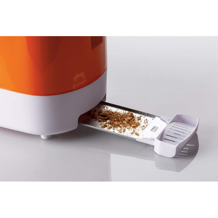 Білий тостер, місткість на 2 скибочки, 9 рівнів підсмажування, 700 Вт, 3 функції, помаранчевий білий / помаранчевий, 159 Toasttime