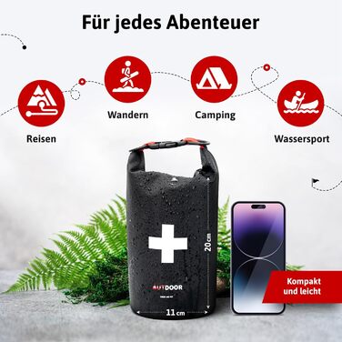 Аптечка зовнішня - DIN13167 - Водонепроникна та легка - Розроблена разом з лікарями - Аптечка для піших прогулянок, скелелазіння,