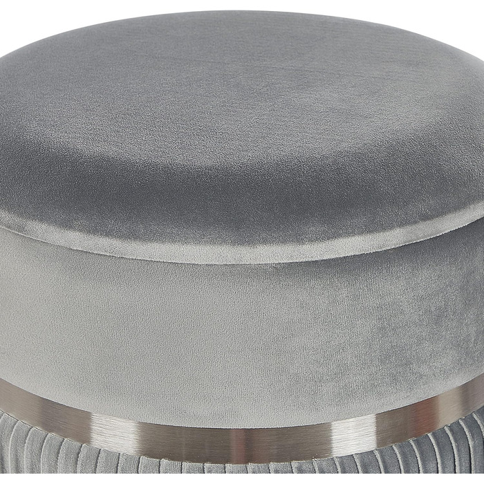 Пуф Beliani з місцем для зберігання, круглий, оксамитова тканина, світло-сірий, комплект з 2 шт., пуфики Glamour Camdenton