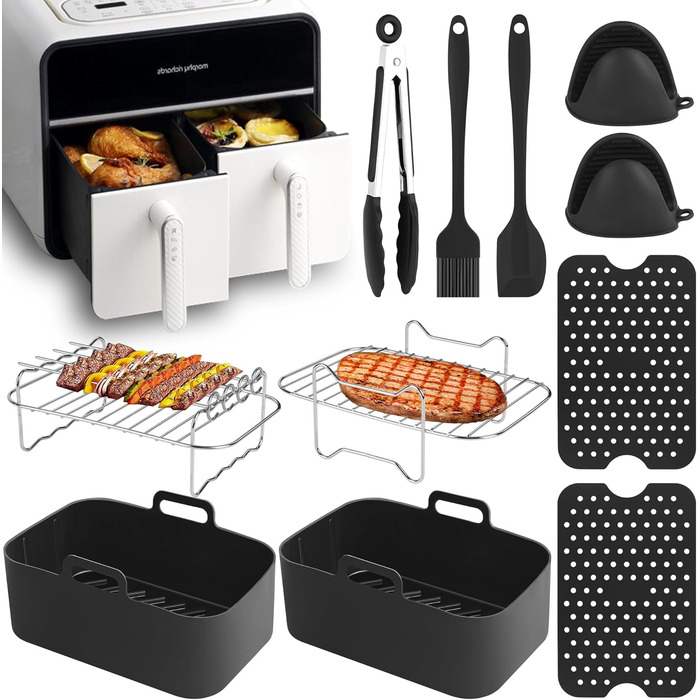 Аксесуари для фритюрниці Ninja, 10 шт. аксесуарів Ninja Af300eu Af400eu Foodi Dual Zone, 7.6L-9.5L Аксесуари для фритюрниці Ninja