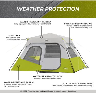 Намет-кабінет CORE Instant Cabin Tent для 6 осіб з настінним органайзером