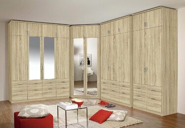 Верхня частина шафи Rauch Furniture Bremen для додаткового місця для зберігання, 4-дверна шафа, дуб Сонома, дерево, можна комбінувати з шафою шириною 181 см із модельної серії Bremen. Розміри (Ш x В x Г) 181 x 39 x 54 см. Ширина 181 см без дзеркала. Верхн