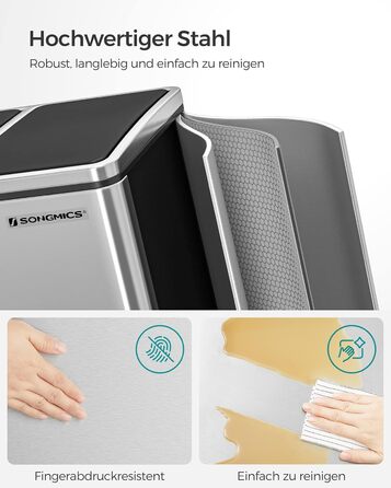 Відро для сміття з 3-ма пакетами, 3 x 18 літрів, з 3-ма відділеннями, кришка з повільним закриттям, з внутрішніми контейнерами та