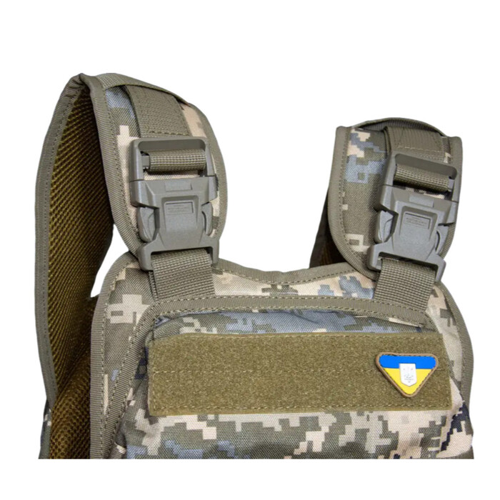 Плитоноска з швидкоскидом та кишенями кордура Kirasa піксель (Арт.KI1051)