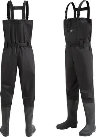 Чоловічі та жіночі потовщені вейдерси, рибальські вейдерси з чобітьми, вейдерси з нагрудними кишенями, регульованими ремінцями, нейлонові вейдерси, рибальські вейдерси 44W