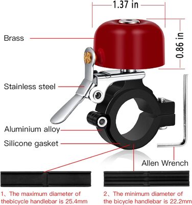 Класичний латунний велосипедний дзвінок Greallthy для керма 22,2-31,8 мм