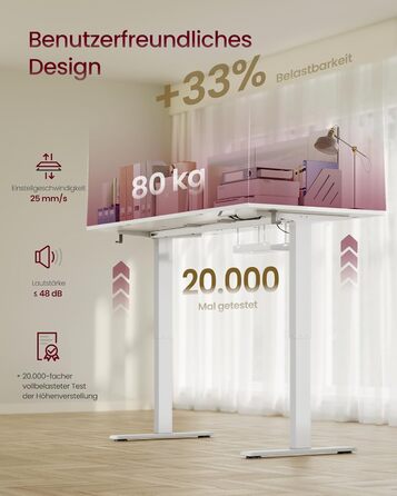 Стіл VASAGLE з регульованою висотою, 160 x 80 см, порт USB-C, подовжувач для зберігання, стіл для роботи стоячи, нагадування про тривале сидіння, 3 кнопки пам&39яті, для офісу, матово-білий LSD146WZ02 160 x 80 см матово-білий